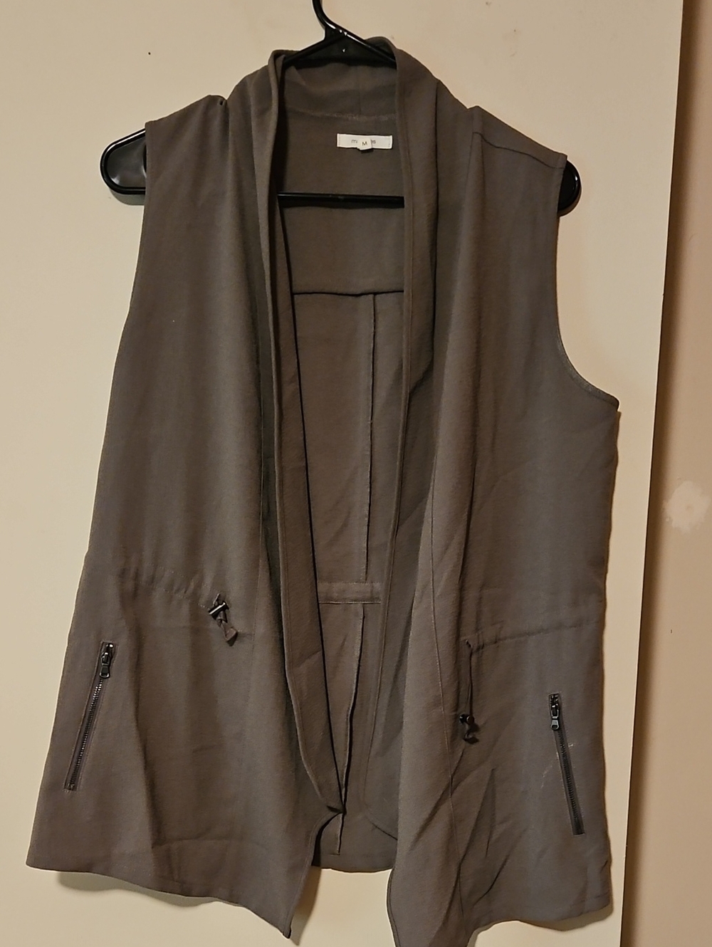 Maurices Charcoal Draped Open-Front Sleeveless Vest
